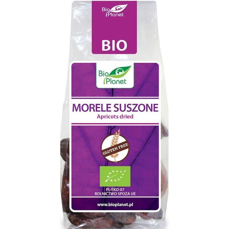Caise deshidratate Bio 150g Bio Planet, ambalaj violet, produs ecologic fără gluten.
