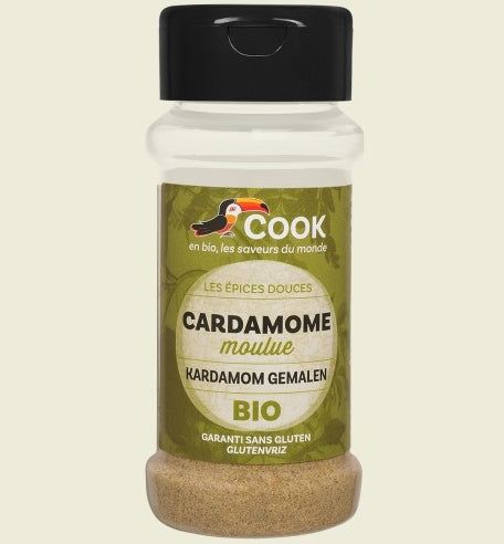 Cardamom măcinat bio 35g Cook, recipient reutilizabil, fără gluten.