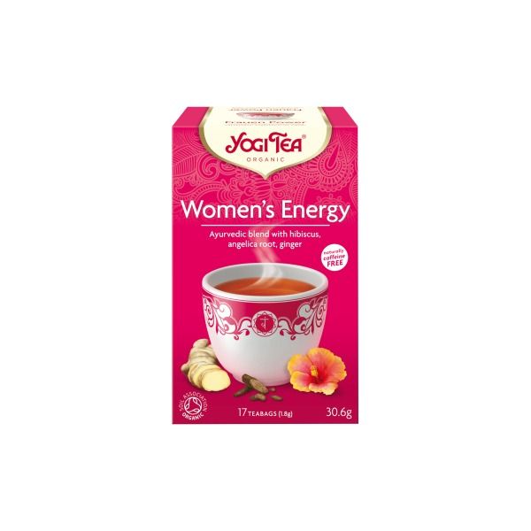 Cutie roz ceai energie femei bio Yogi Tea, 17 pliculețe, hibiscus, ghimbir, rădăcină angelica.