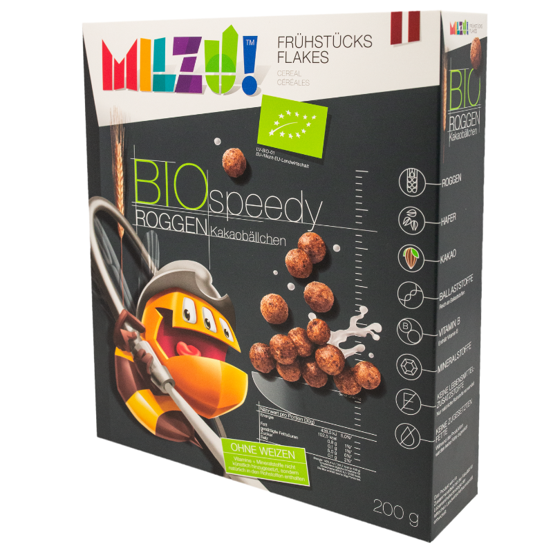 Cereale cu secara bilute cu cacao speedy, bio, 200g, milzu! 1