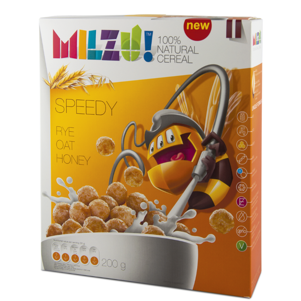  Cereale cu secara bilute cu miere speedy, natural, 200g, milzu!
