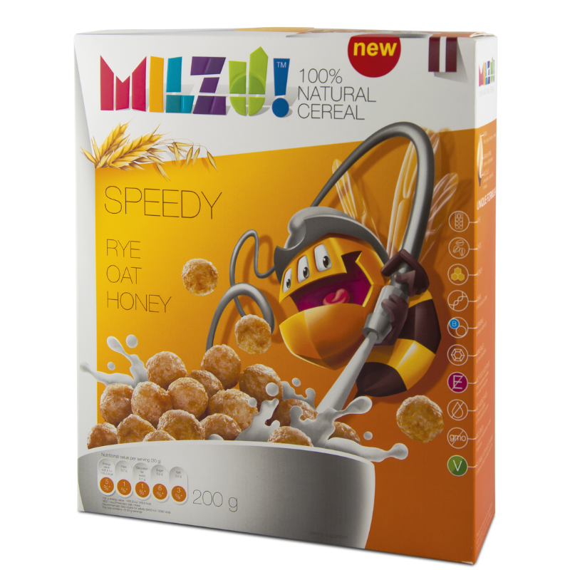 Cereale cu secara bilute cu miere speedy, natural, 200g, milzu! 1