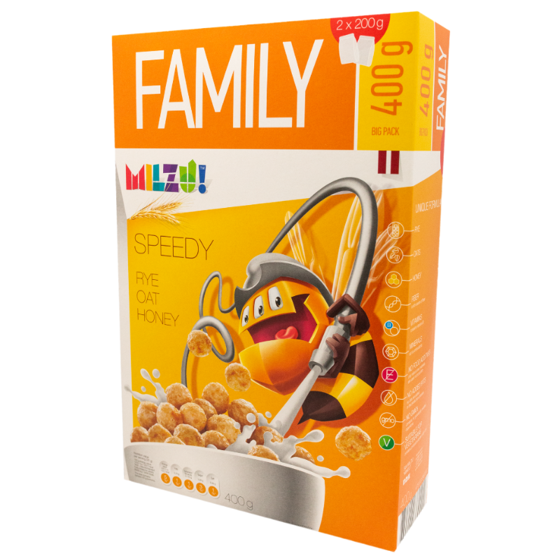 Cereale cu secara bilute cu miere speedy, natural, 400g, milzu!