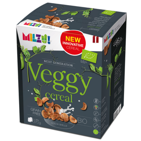  Cereale fara gluten petale din faina de mazare cu cacao, Veggy bio, 370g, milzu!
