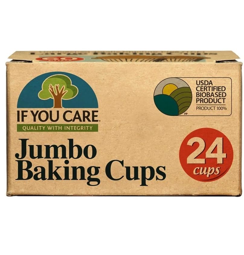 Cutie Hartie de copt briose JUMBO, nealbita, compostabila, 24 buc., If You Care, ambalaj carton maro.