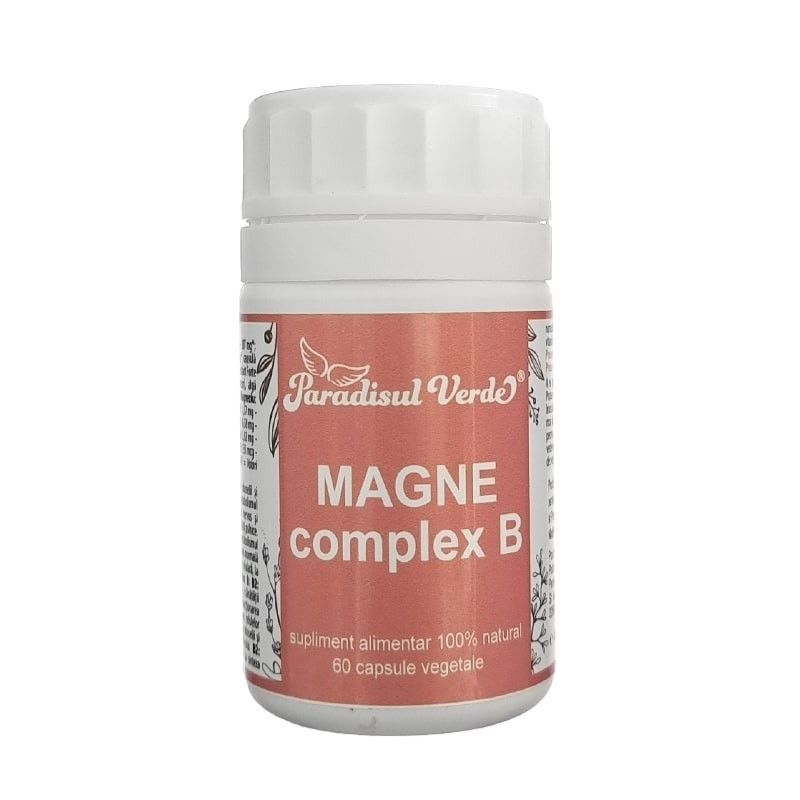 Magne Complex B, cutie albă cu etichetă maro, 60 capsule vegetale, Paradisul Verde.