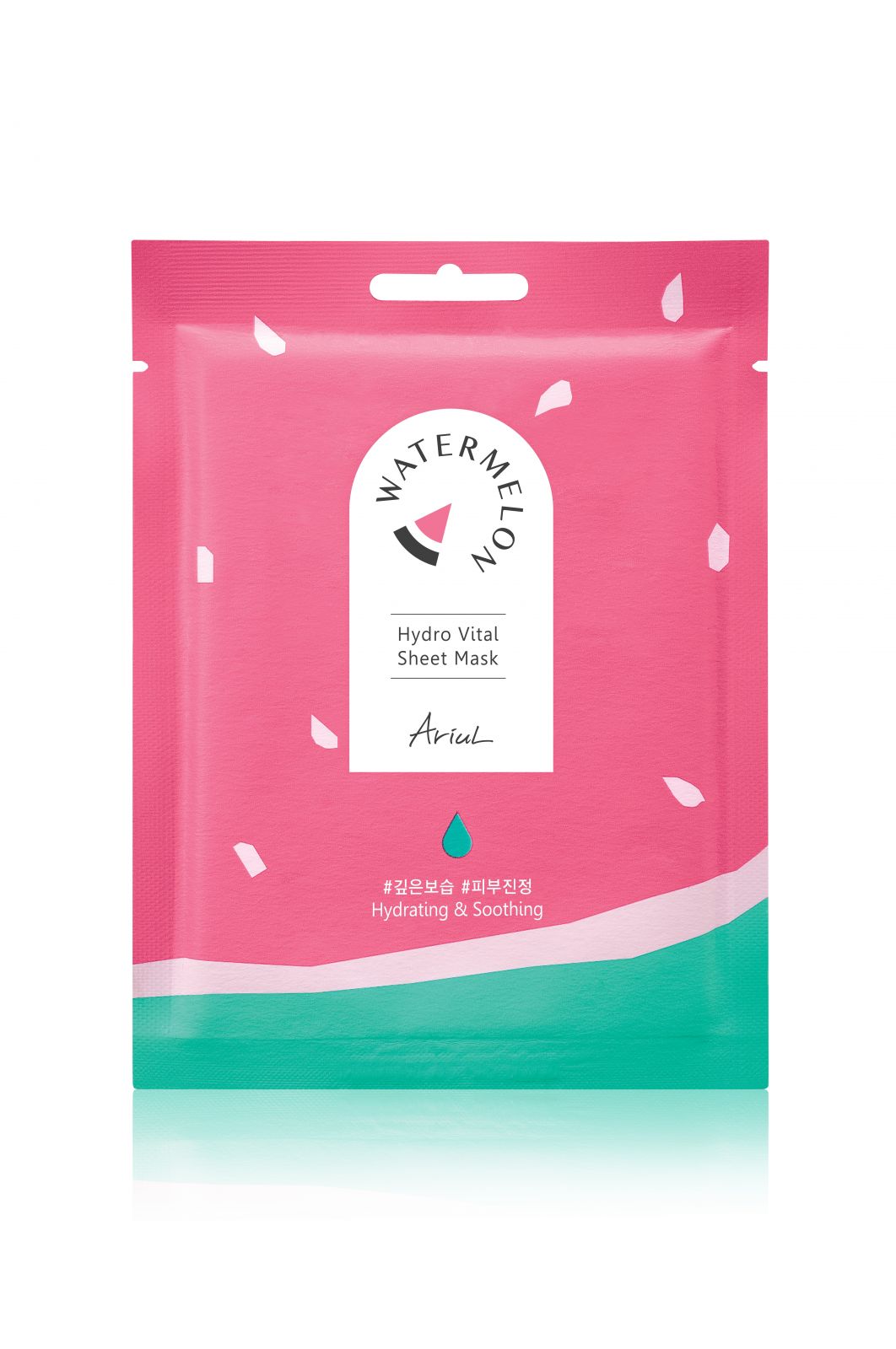 Masca față roz-verde Watermelon Hydro Vital cu pepene roșu și hialuronic, 23ml, Ariul.