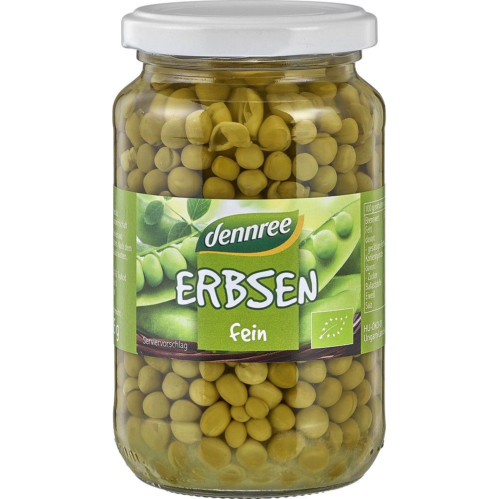 Mazare fina bio Dennree in borcan de sticla, 350g, eticheta verde.