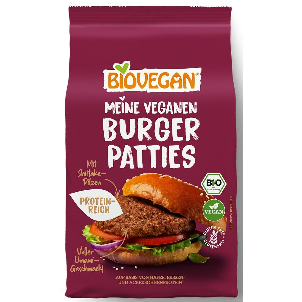 Mix vegan pentru chiftele burger Biovegan, fără gluten, 150g, ambalaj mov, pictograma bio.