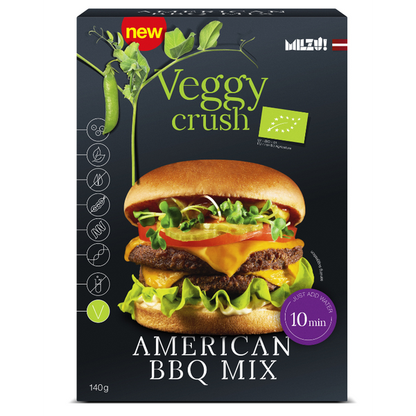  Mix pentru burger vegan american bbq, veggy crush bio, 140g, milzu!