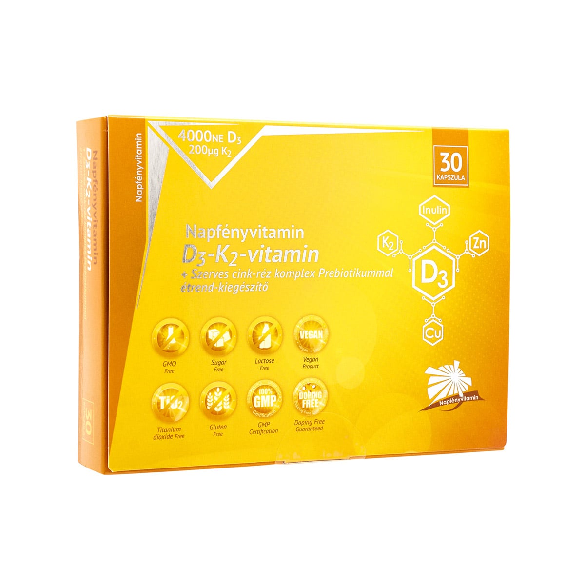 D3-K2 Complex + Zinc, Cupru si Prebiotice, 30 capsule, Napfenyvitamin
