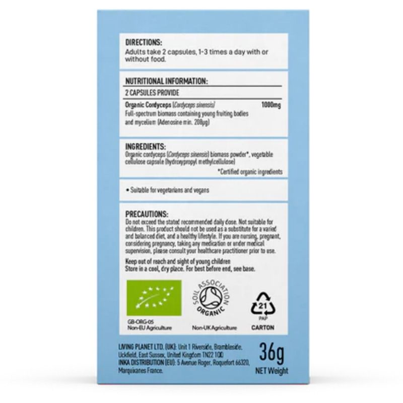 Organic Cordyceps Perform 1000 mg Full Spectrum 60 - Verlin