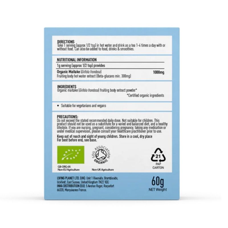 Organic Maitake 1000 mg Pure Grade Extract Powder - Verlin