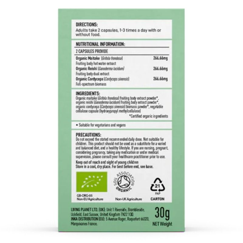 Organic Mycomplex 800 mg Reishi Cordyceps si Maitake - Verlin
