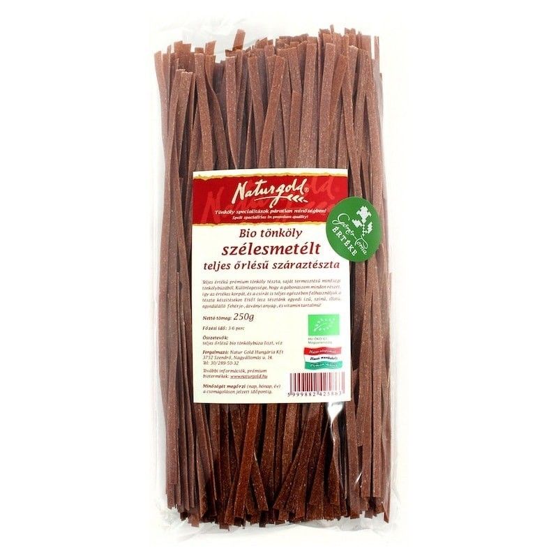 Paste integrale din grâu spelta Naturgold, tăieței lați, 250g, ambalaj bio.