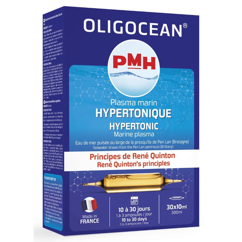 Plasma marina Hipertonica Oligocean Quinton, cutie albastră, 30 fiole a 10ml, Laboratoires SuperDiet.
