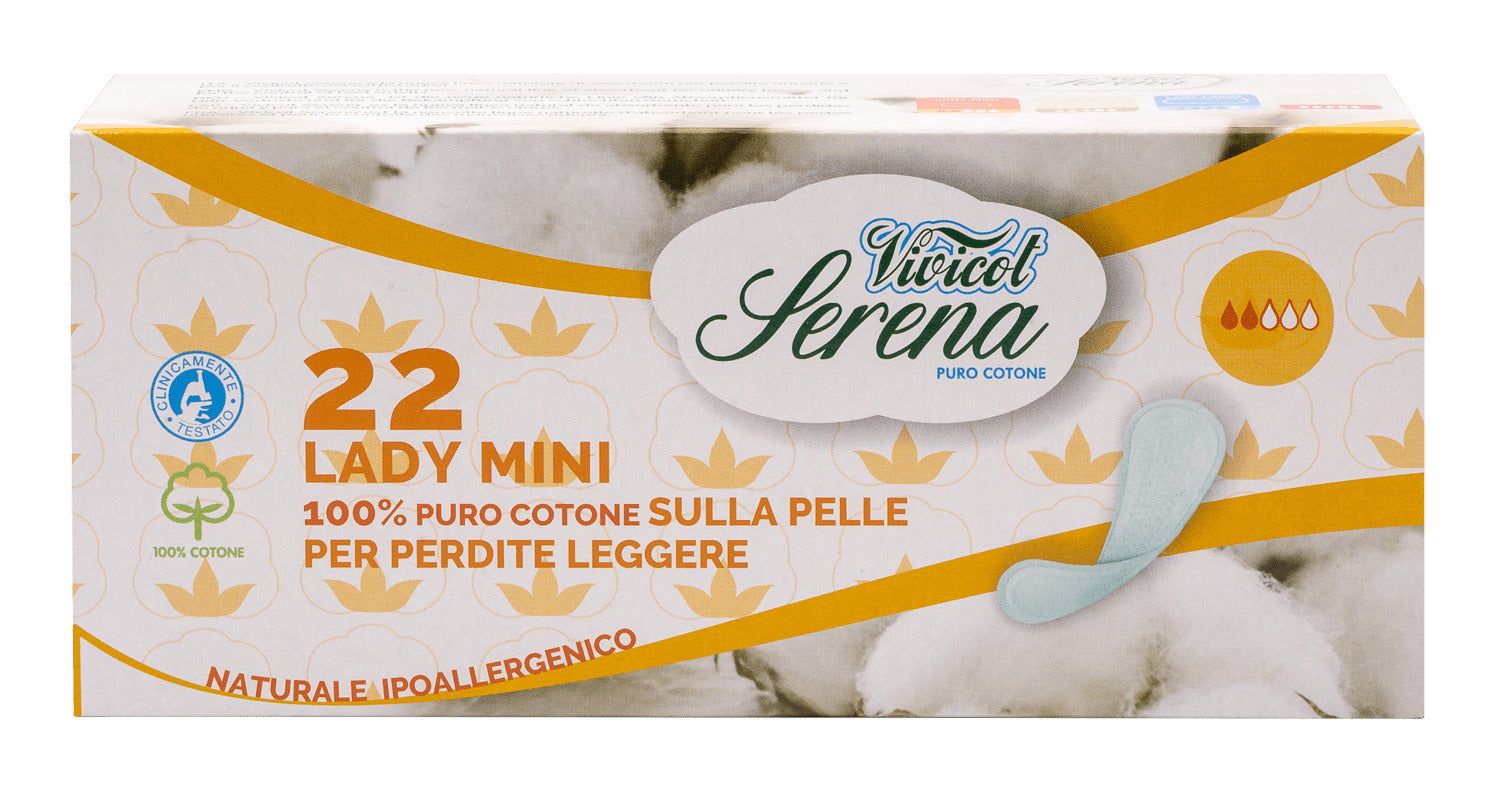 Protej slip Vivicot Serena Lady, bumbac natural, 22 bucăți, ambalaj alb cu detalii portocalii