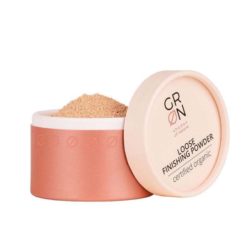 Pudra matifiantă lejeră Bio GRN, 8g, bej deschis, cu argilă, capac roz pal.