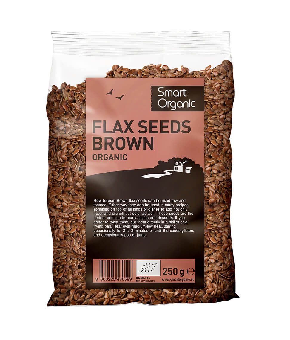 Semințe de in maro eco 250g, ambalaj plastic, Smart Organic.