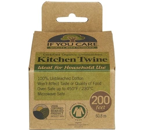 Sfoară de gătit nealbită, compostabilă, 60.8m, bumbac organic, ambalaj eco.