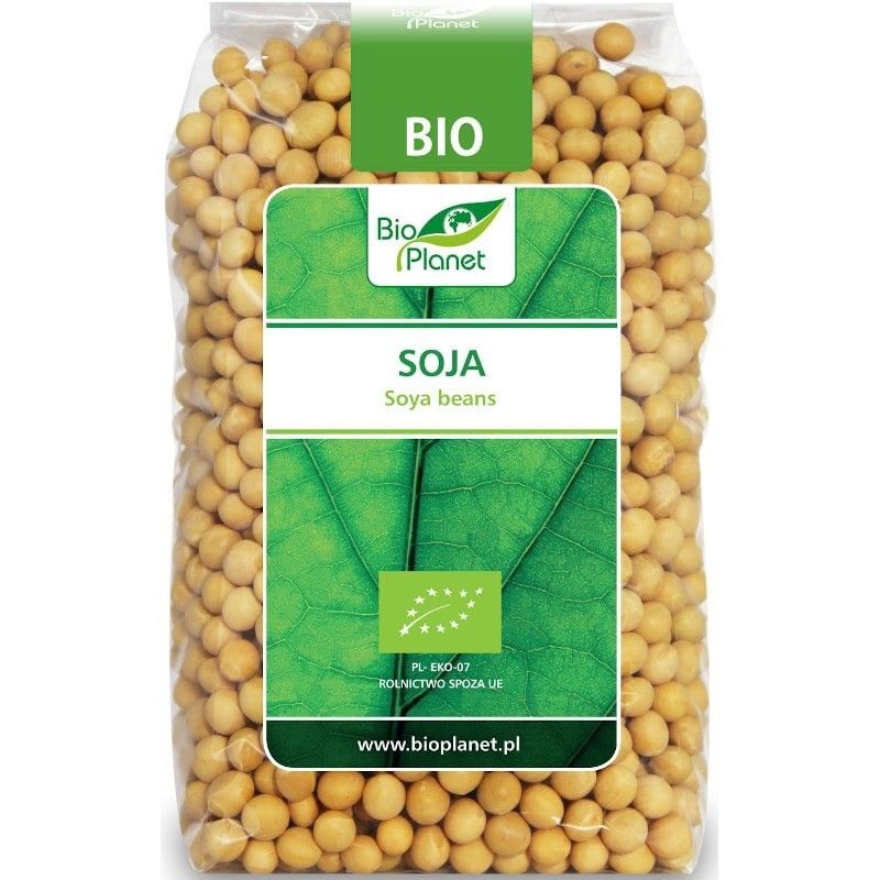 Soia Boabe Bio 400g Bio Planet ambalată, boabe galbene ecologice.