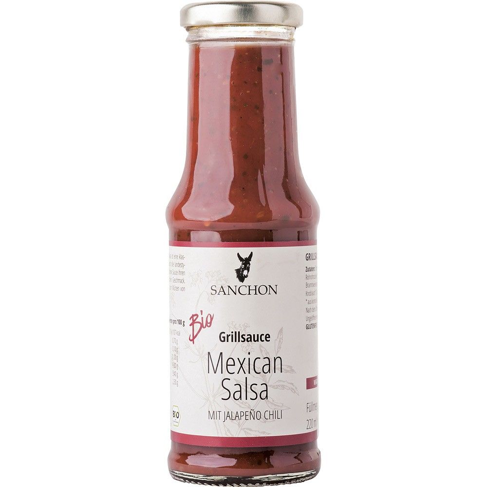 Sos bio grătar Salsa Mexicana chili jalapeño 210ml Sanchon, sticlă.