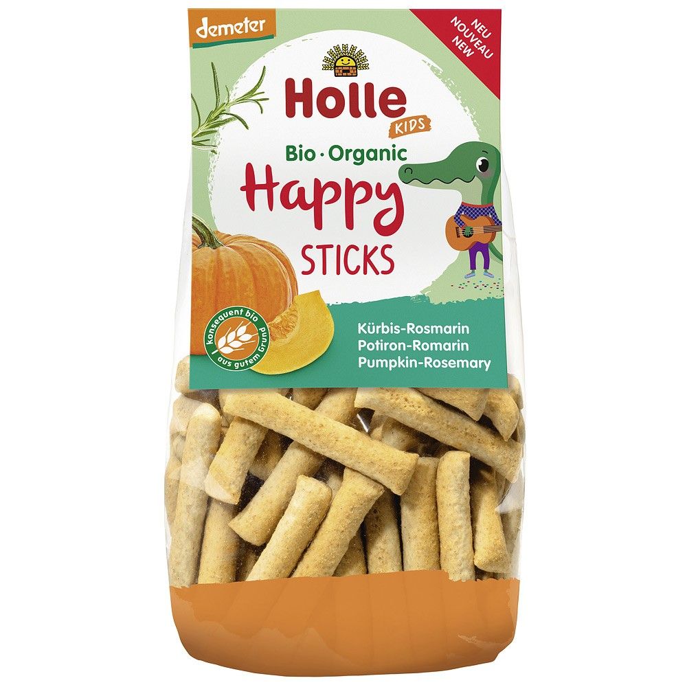 Sticksuri organice cu dovleac și rozmarin Holle, pachet 100g, pentru copii 3 ani.
