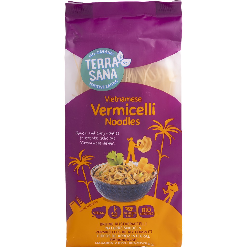 Taitei din orez vermicelli Vietnamezi, fara gluten bio , 250g,Terrasana