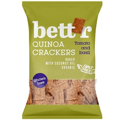  Crackers cu quinoa, rosii si busuioc, fara gluten, eco, 100g, Bettr                                     