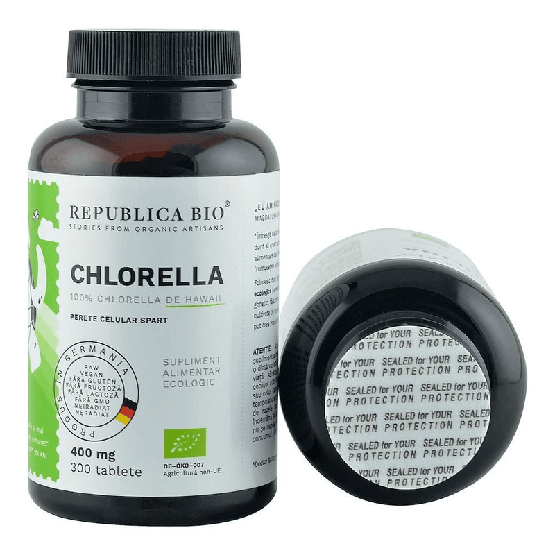 Chlorella bio de hawaii (400 mg), 300 tablete (120 g), republica bio 6