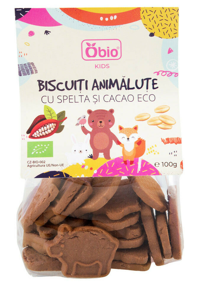 Biscuiti animalute cu spelta si cacao, bio, 100g, Obio                                                  1