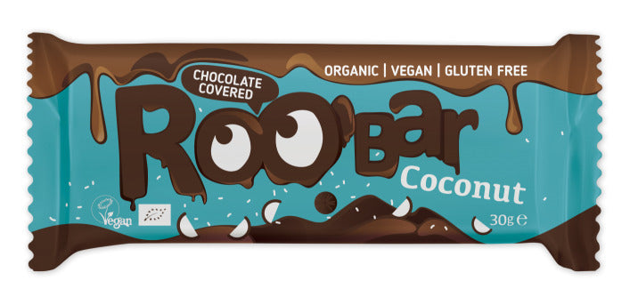Baton cu cocos invelit in ciocolata, bio, 30g, Roobar                                                   1