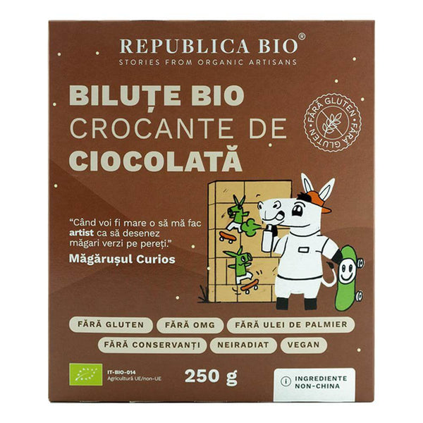  Bilute crocante de ciocolata fara gluten, ecologici, 250g, republica bio