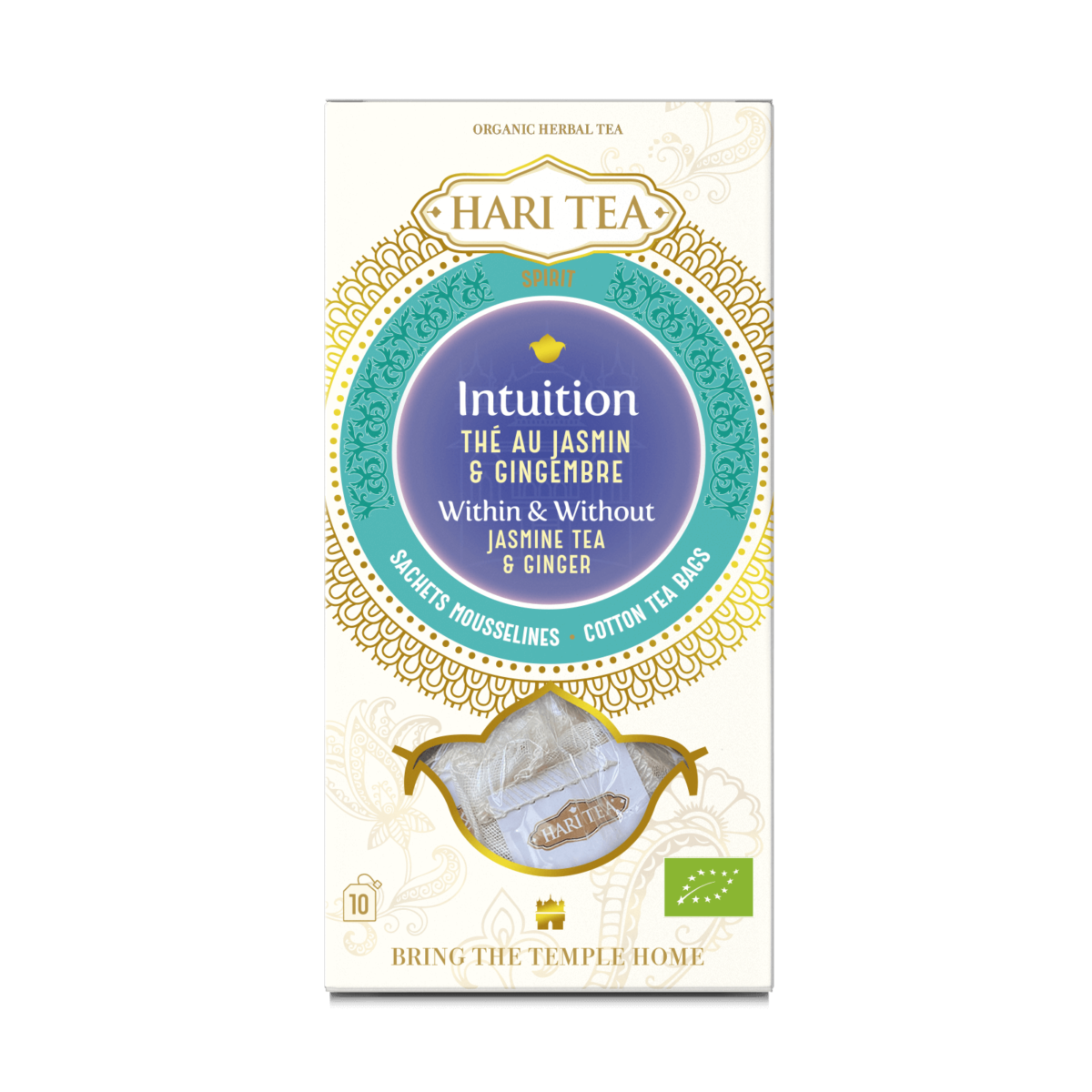 Ceai premium Hari Tea Within and Without iasomie ghimbir bio 10dz, pungi bumbac organic.