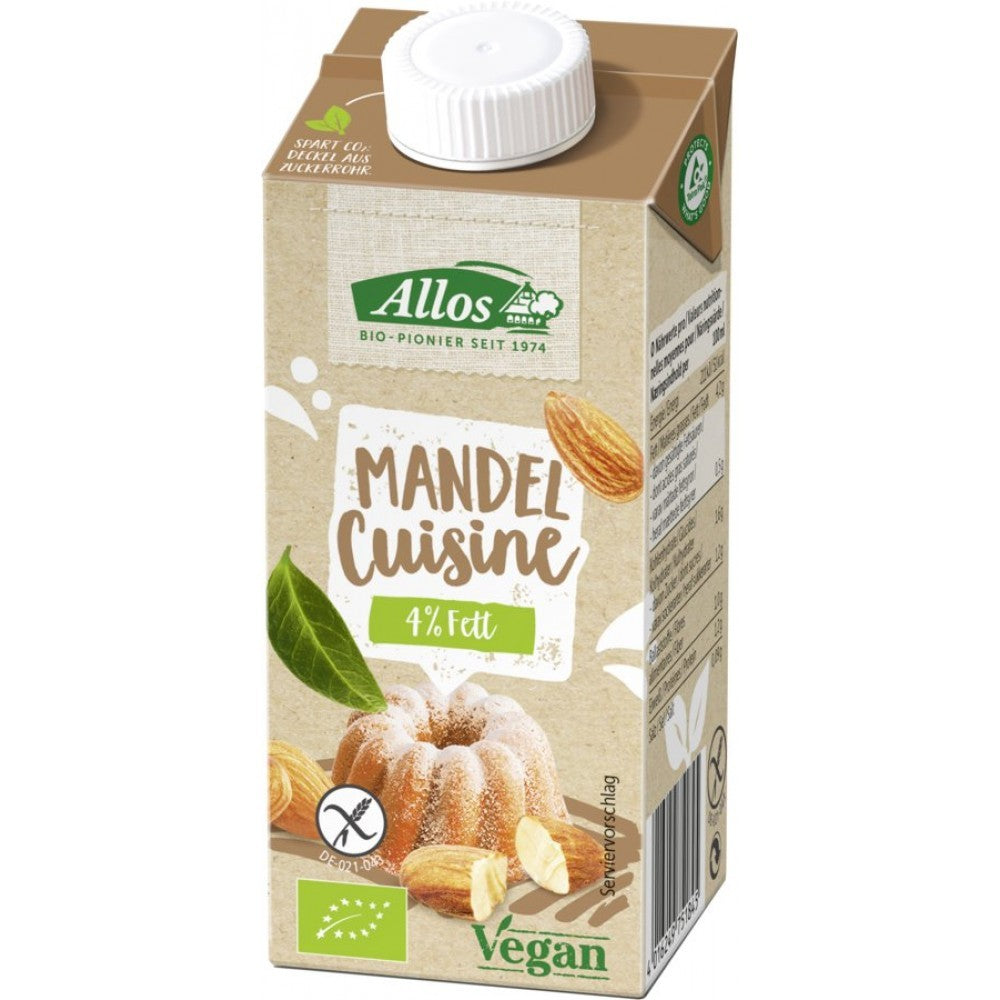 Crema de migdale lichida pentru gatit fara gluten 200ml Allos