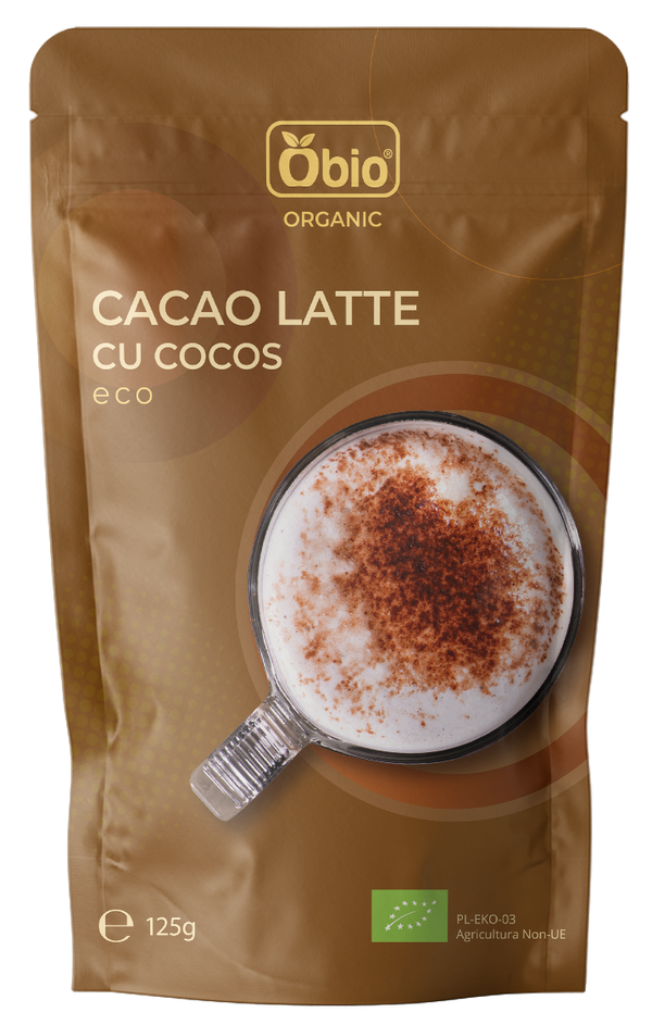  Cacao latte cu cocos, bio, 125g, Obio                                                                  