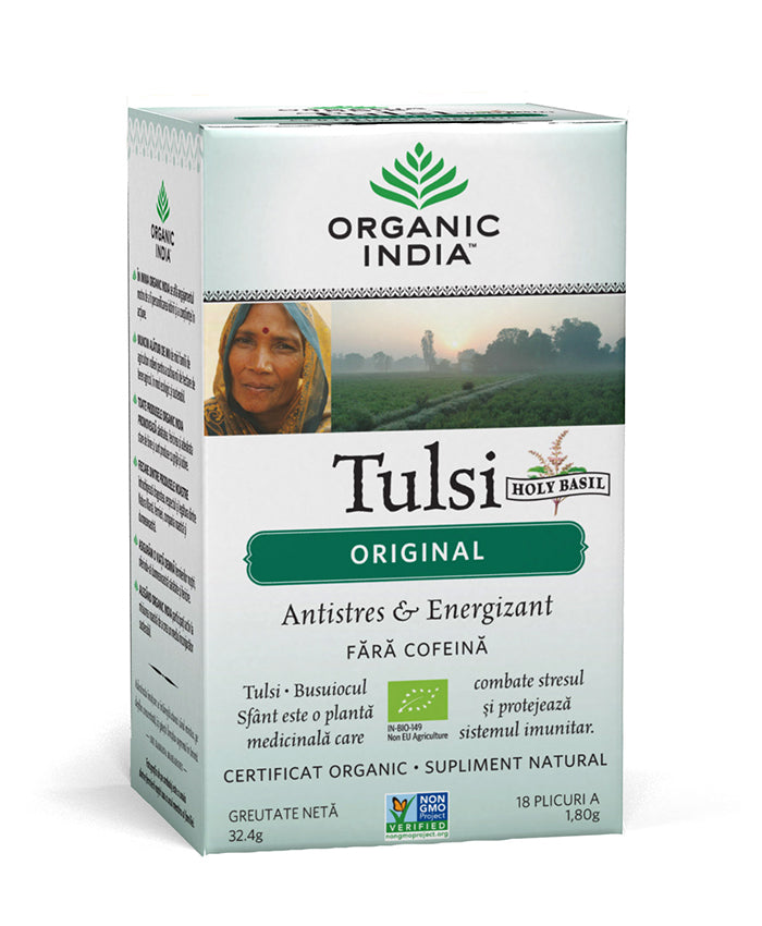 Ceai tulsi (busuioc sfant) original - antistres natural & energizant, plicuri