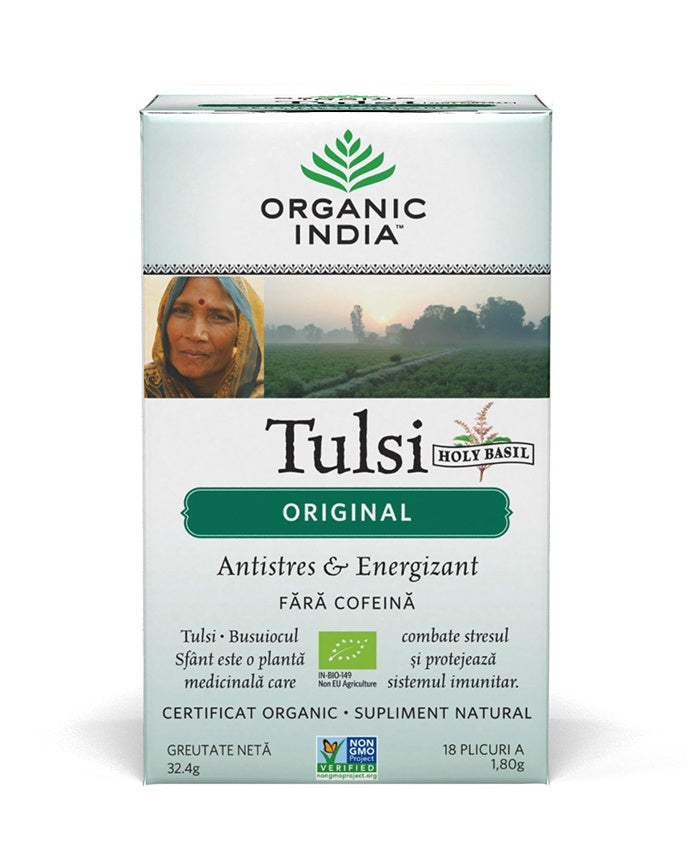Ceai tulsi (busuioc sfant) original - antistres natural & energizant, plicuri