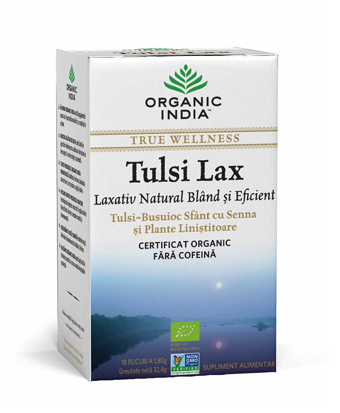 Ceai tulsi lax (busuioc sfant) - laxativ natural bland si eficient cu senna, plicuri, organic india