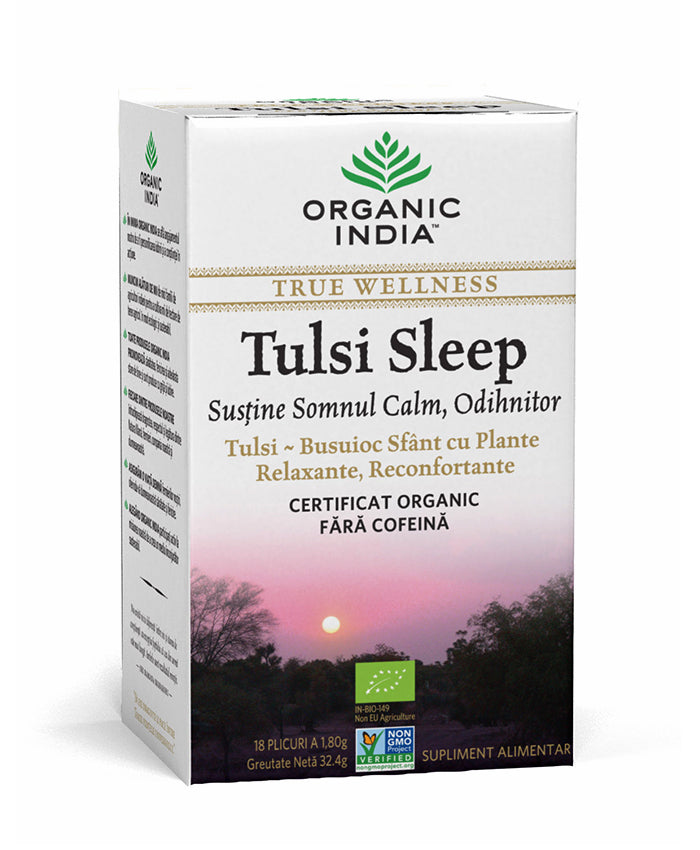Ceai bio tulsi sleep cu plante relaxante, reconfortante - somn calm, odihnitor, plicuri, organic india 2