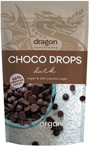  Choco drops dark ciocolata neagra, eco, 200g, Dragon Superfoods                                                       