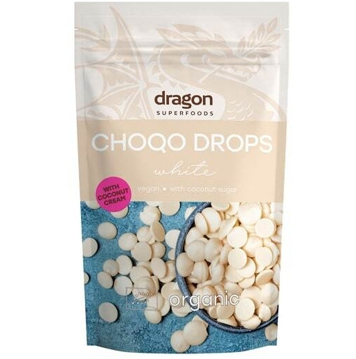  Choco drops white ciocolata alba, eco, 200g, Dragon Superfoods                                                        