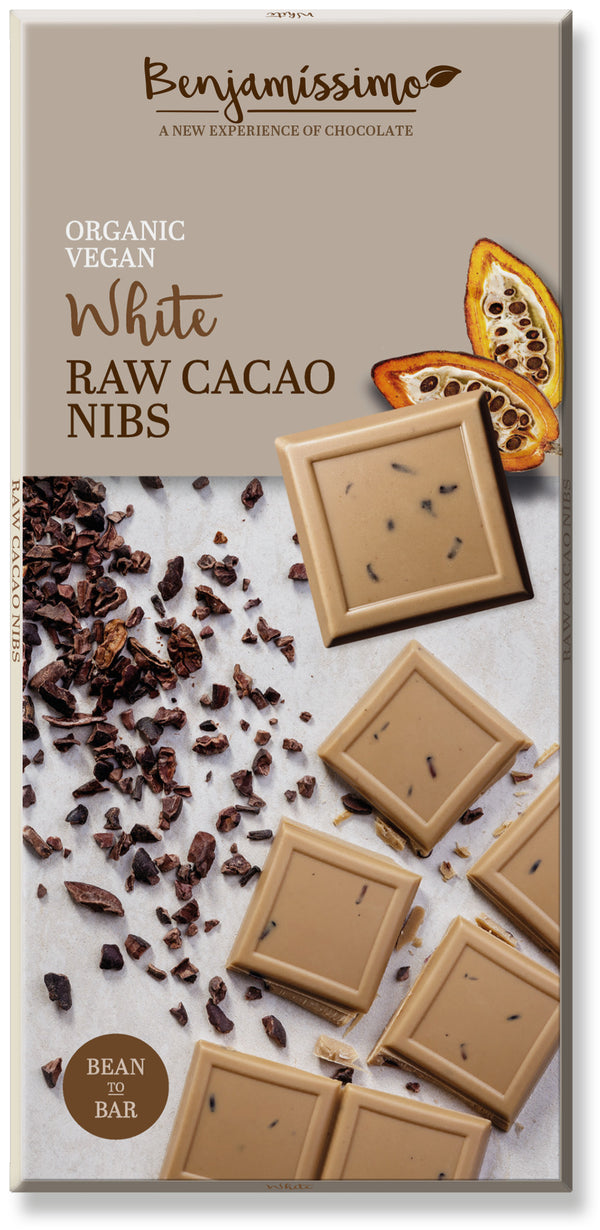 Ciocolata alba cu cacao nibs, bio, 70g, Benjamissimo                                                 
