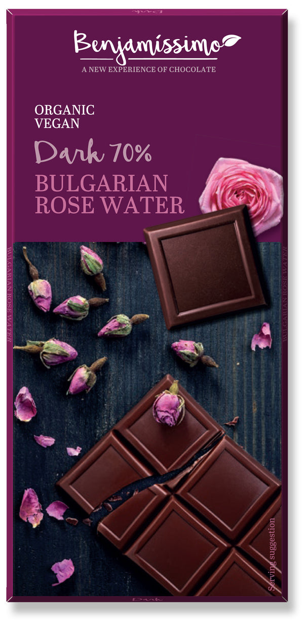  Ciocolata cu apa de trandafir, bio, 70g, Benjamissimo                                                