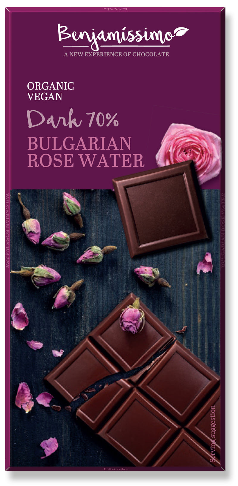 Ciocolata cu apa de trandafir, bio, 70g, Benjamissimo                                                 1