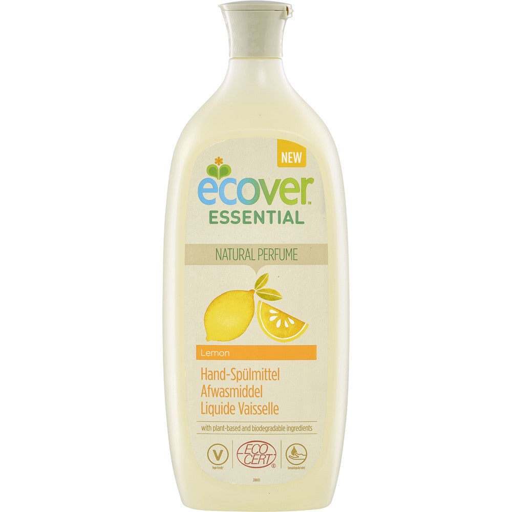 Detergent lichid pentru vase, sticlă galbenă, aroma de lămâie, certificare ECOCERT.