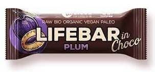 Baton cu prune in ciocolata raw, bio, 40g, Lifebar                                                      1