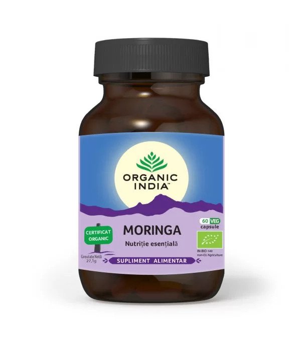 Moringa-nutritie esentiala bio, 60 capsule, organic india 1