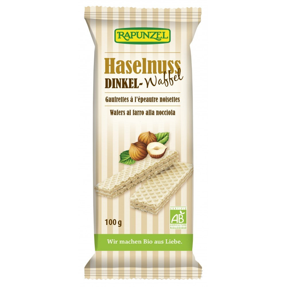 Napolitana bio cu alune de padure 100g Rapunzel Napolitane bio din spelta si