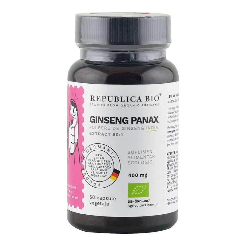Ginseng panax ecologic, extract 50:1, 60 capsule, republica bio 1